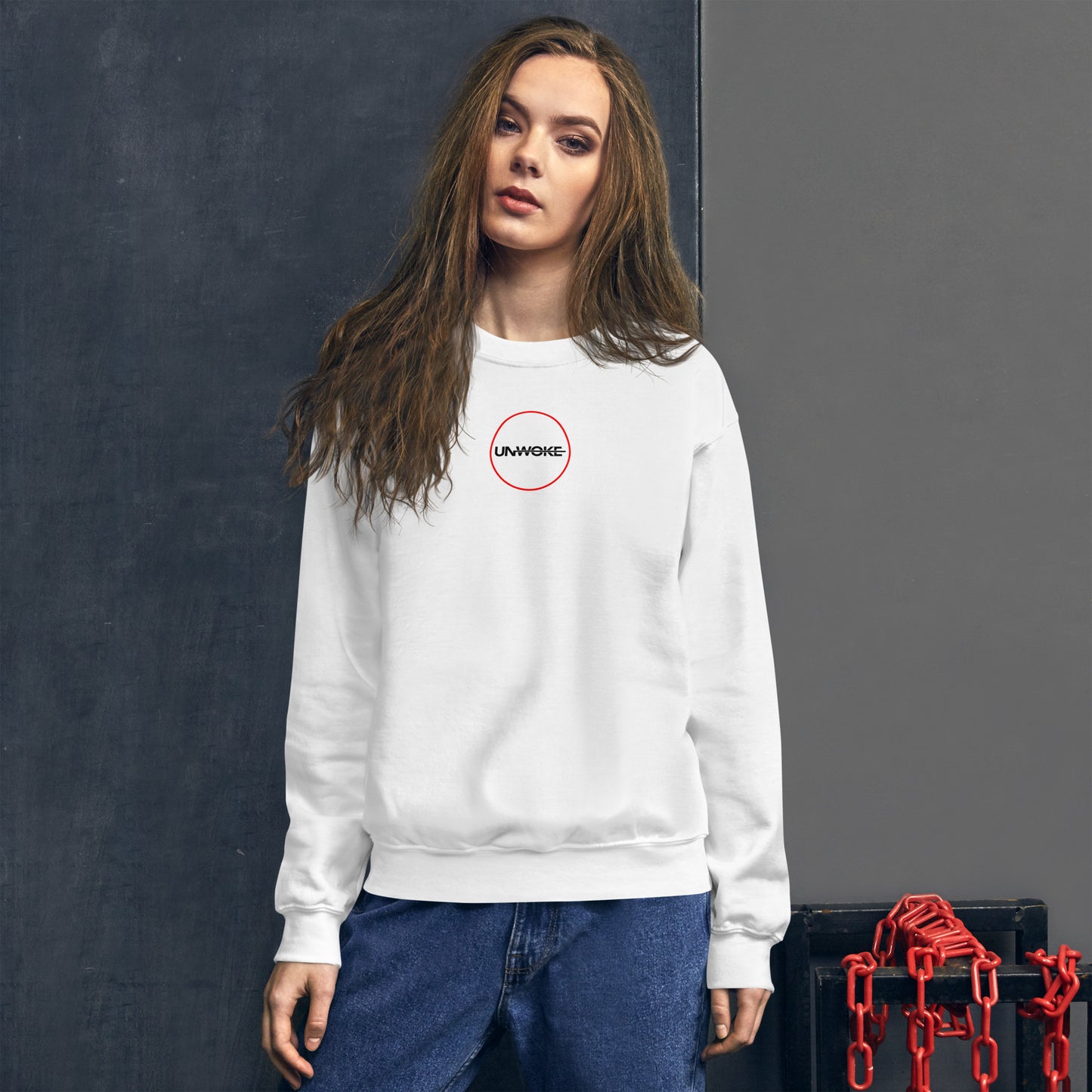 Unwoke Women's Oversized Sweatshirt (White)