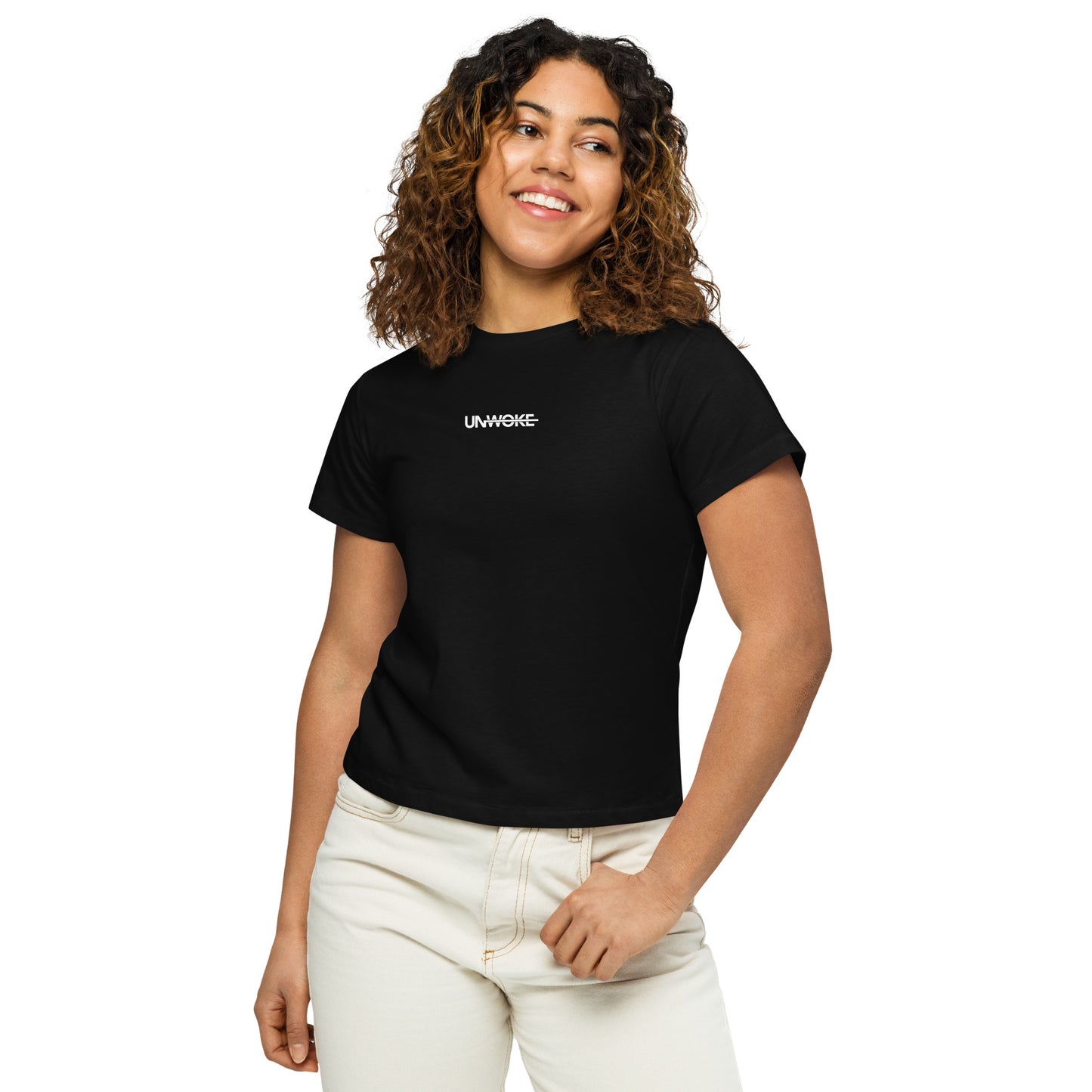 Unwoke Women’s minimalist high-waisted t-shirt