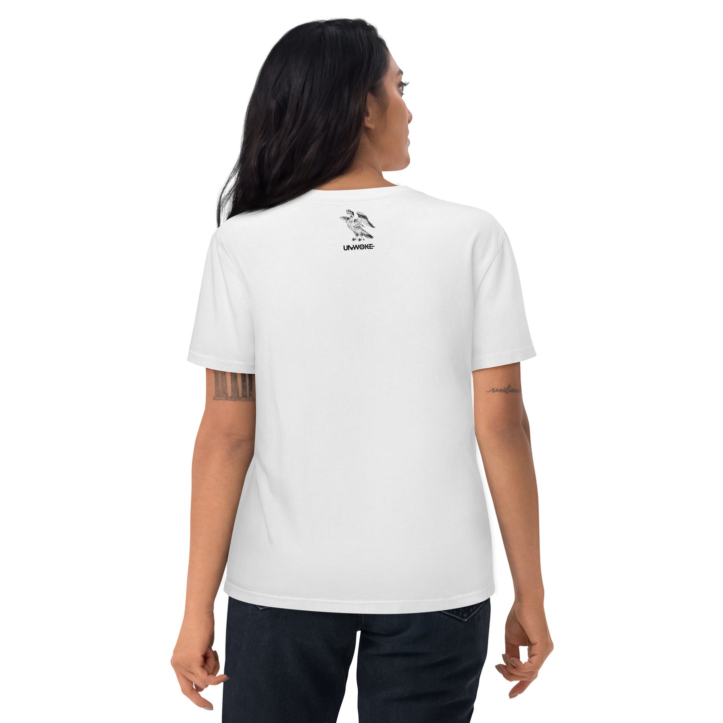 Unwoke Affiliates (White) Unisex organic cotton t-shirt