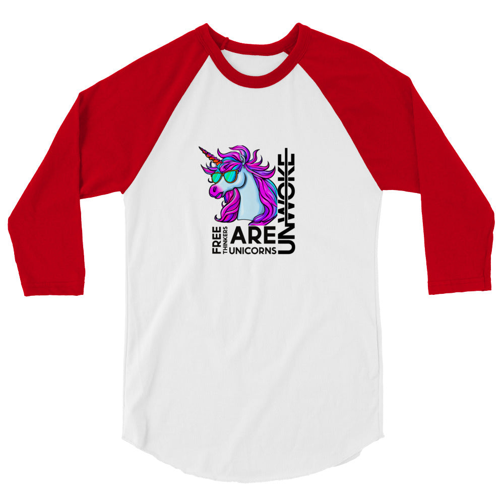 Free Thinkers Are Unicorns 3/4 sleeve raglan shirt