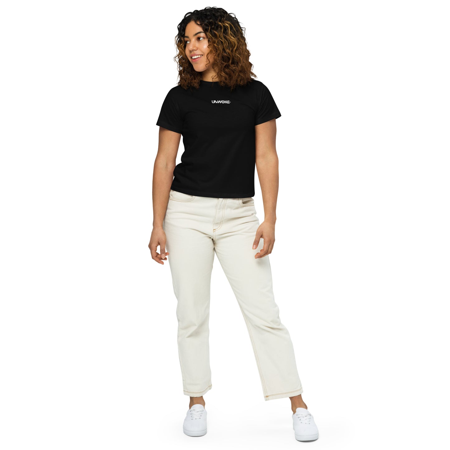 Unwoke Women’s minimalist high-waisted t-shirt