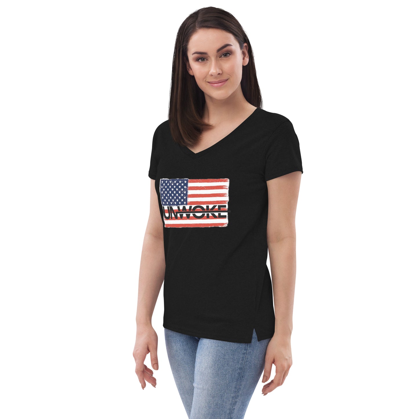 Pride In My Country Unwoke Women’s recycled v-neck t-shirt