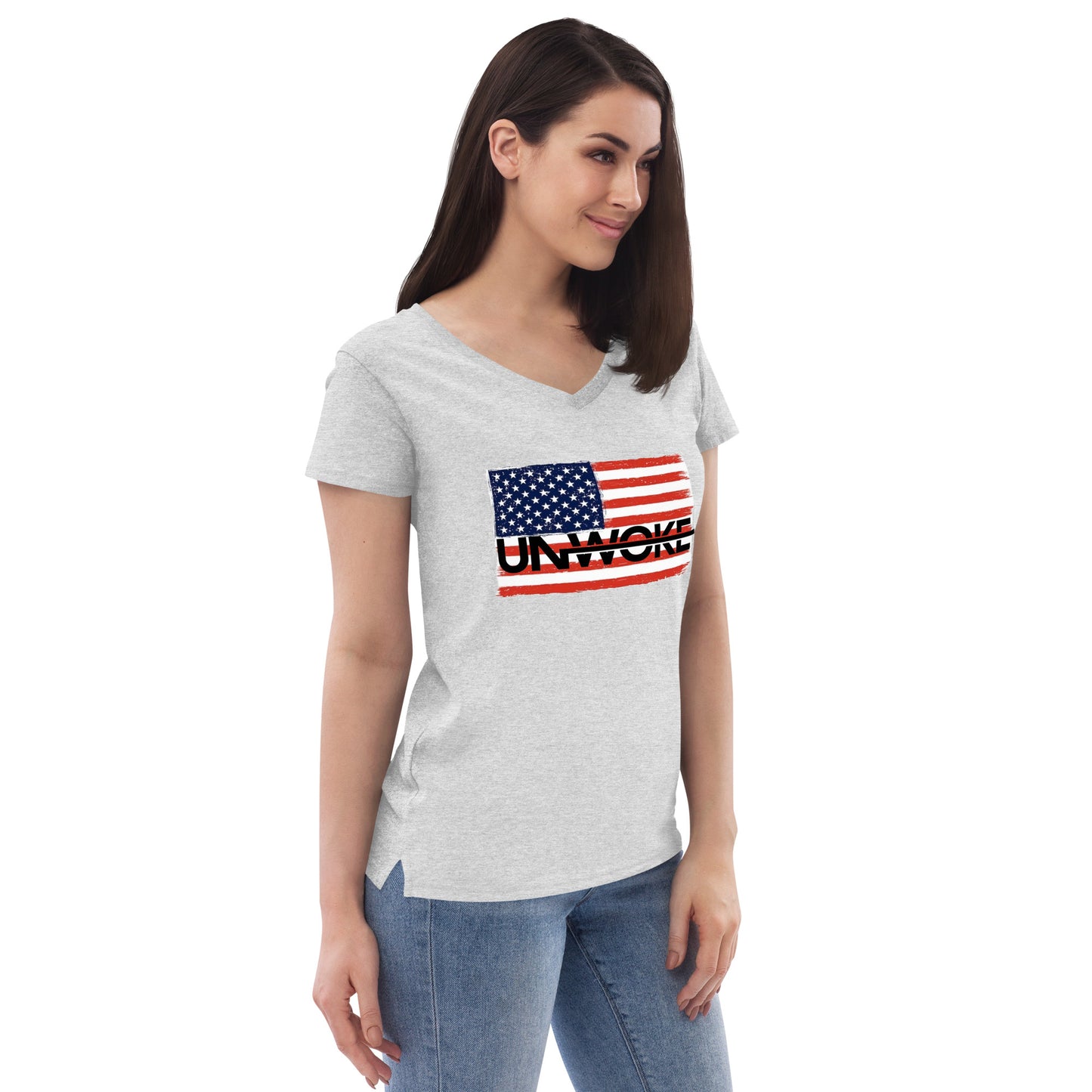 Pride In My Country Unwoke Women’s recycled v-neck t-shirt